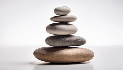 pyramid of stacked stones on a white background stabilization and balance in life