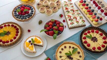 Delightful cottage cheese dessert table featuring a variety of colorful and delicious treats arranged for a gathering