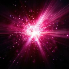 Naklejka premium Vibrant Explosion of Pink Light Rays in Cosmic Space Background