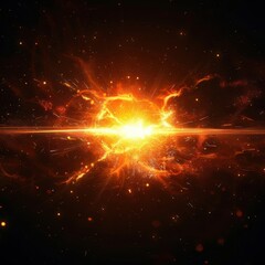 Obraz premium Explosive Burst of Energy in Deep Space with Fiery Particles