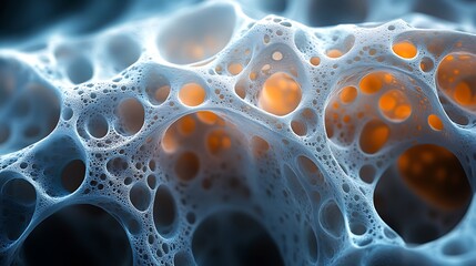 Ultra magnified biological texture showing soft interconnected porous structures