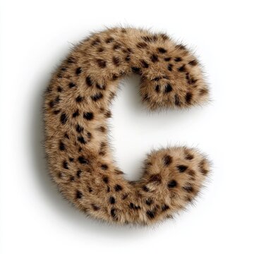 Leopard fur letter C on a white background showcasing a unique and stylish design element perfect for various creative applications