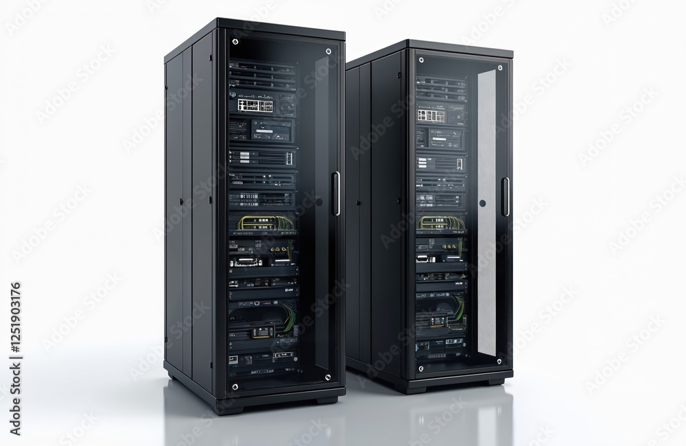 Leinwandbilder illustration of server racks isolated on white background. server hardware for data storage, network
