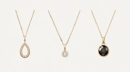 Fototapeta premium Elegant gold necklaces with gemstones