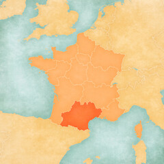 Fototapeta premium Map of France - Occitania