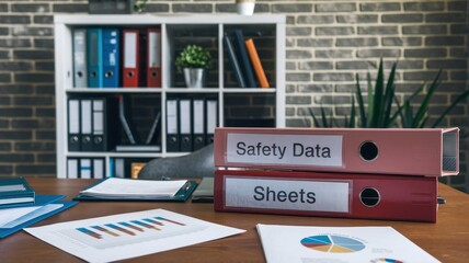 Office Desk with Safety Data Sheets and Documents
