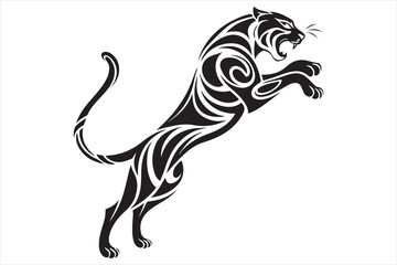 Black and white illustration tiger