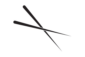 Chopsticks Icon: Minimalist black and white vector icon of a pair of chopsticks, ideal for restaurant menus, Asian cuisine branding, or food-related illustrations.
