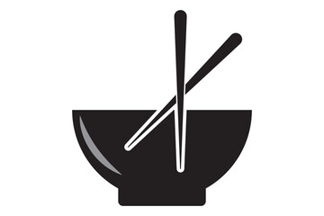 Simple vector icon noodle bowl with chopstick icon .