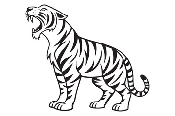 Black and white illustration tiger