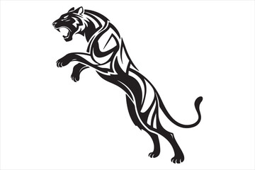 Black and white illustration tiger