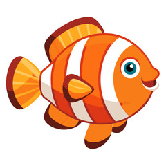 Bright clownfish with orange and white stripes glides through a colorful underwater environment, showcasing its playful nature among coral reefs