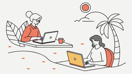 Remote Work in a Tropical Paradise: Digital Nomads Working Outdoors