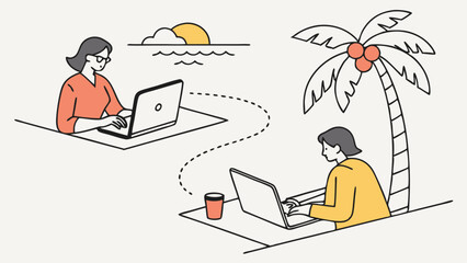 Remote Work in a Tropical Paradise: Digital Nomads Working Outdoors
