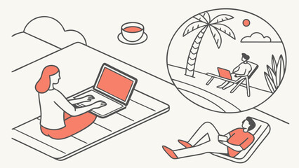 Remote Work in a Tropical Paradise: Digital Nomads Working Outdoors