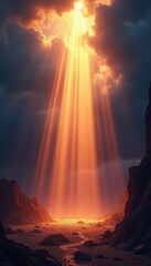 Intense light rays create a dramatic, ethereal backdrop , illumination, sunlight