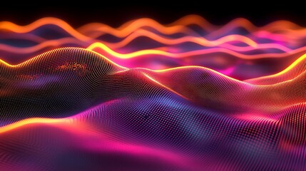 Glowing digital scheme abstract background, featuring 3D illustrations light trails and digital grids