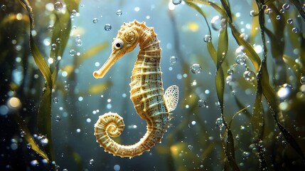 Captivating Seahorse Dwelling in Vibrant Underwater Ecosystem