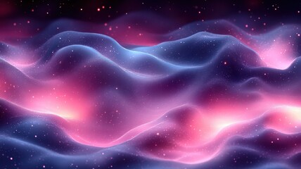 Fototapeta premium Abstract Cosmic Waves with Pink and Blue Light Effects in Space