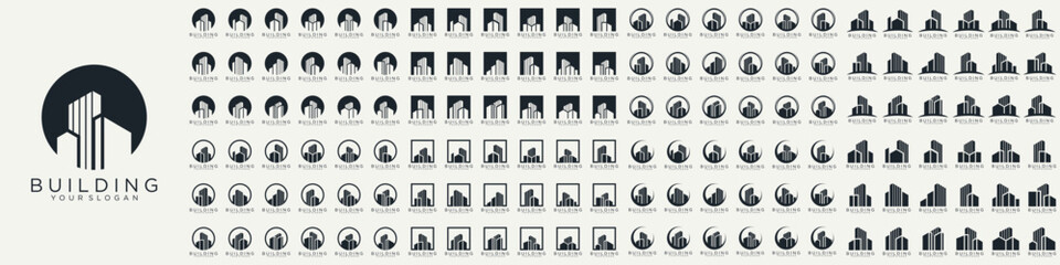 Fototapeta premium Mega logo collection, Abstract building architecture logo design. icons for business of luxury, elegant, simple.
