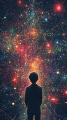 Person gazes at a vast network of stars and connections