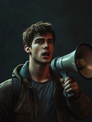 Man Holding Megaphone to Advertise Business Services