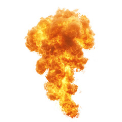 Fireball of Bright Orange Flame Rising from a Burn Isolated on Transparent Background