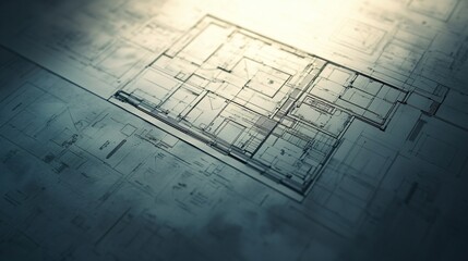 Architect Working on Construction Blueprint