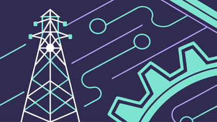Electrical Power Transmission Tower with Circuitry Design Elements