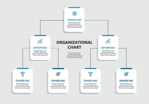 Corporate organizational chart. Business hierarchy infographic elements. Vector illustration	
