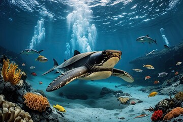Fototapeta premium Uncovering the Secrets of Extraordinary Marine Life in the Mariana Trench Depths