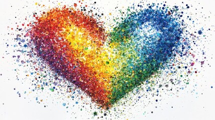 Colorful Pixel Heart Design On White Background