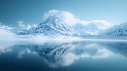 Obraz premium Snow-Capped Mountains Reflecting in Alpine Lakes, Perfect for Winter Exploration – Generative AI