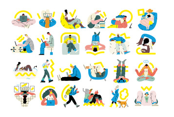 Creative workspace, modern flat vector concept illustration of a person working with a computer Remote work, flexibility, independence, efficiency, mobility, synergy, freedom