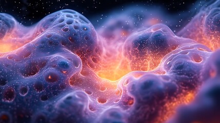 Obraz premium High-tech scientific microscopy effect with neon-inspired abstract compositions