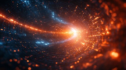 Abstract top-down microscopic view of technological structures in motion