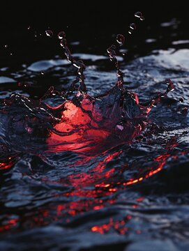 Splash of Paint in Dark Water with Ultra-Detailed Hy