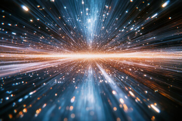Fototapeta premium Creative depiction of light and energy traveling through space