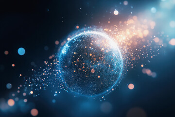 Obraz premium Dots surrounding a glowing planet Earth in a cosmic environment