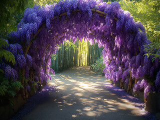  wisteria tunnel in kyoto bamboo forest