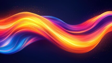 Abstract vibrant wave flowing, dark background, sparks, design element