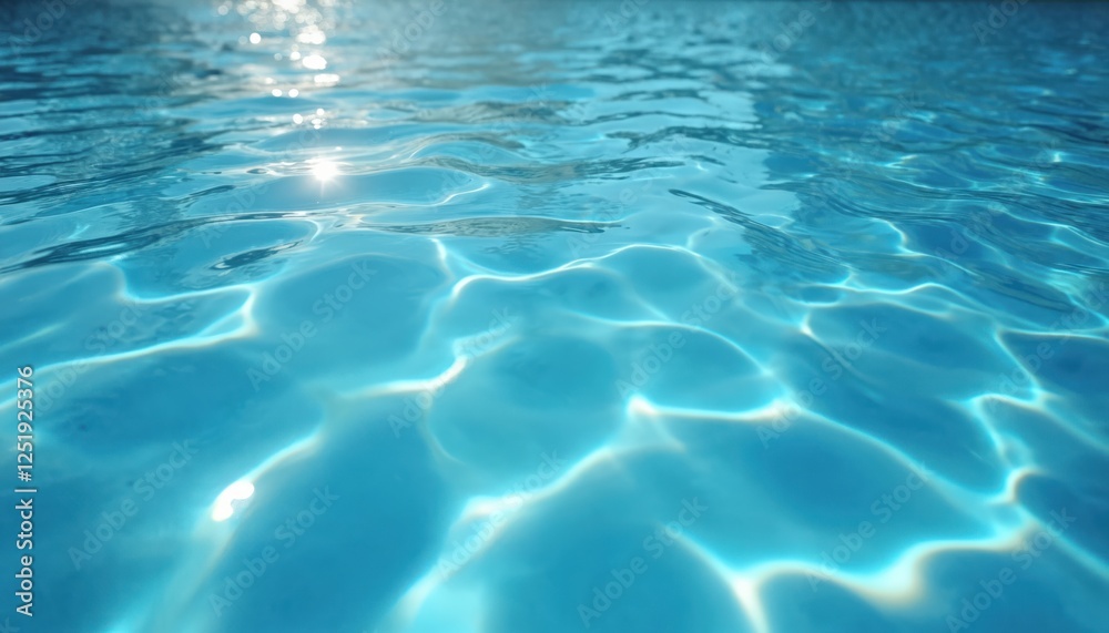 Aufkleber clear turquoise pool surface water with light caustics. reflections creates rippled pattern. concept