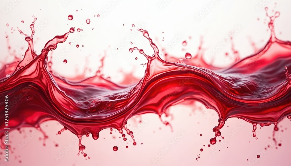 Aufkleber horizontal splash of red wine or juice against transparent backdrop. modern, realistic liquid waves 