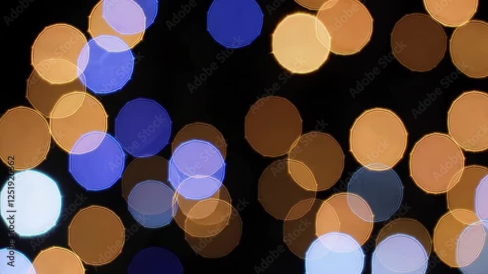 Poster blurred colorful bokeh lights on a dark background, abstract festive and vibrant atmosphere concept
