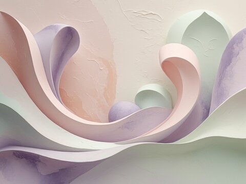Stylized Abstract Objects Depicted in Soft Pastel Colors that Evoke a Sense of Calmness