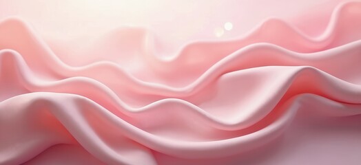 Obraz premium Abstract pastel pink wavy folds, modern silk wave drapes background. Luxury smoke waves texture material backdrop for Valentine web design, mobile banners. Smooth clothes with copy space, beauty