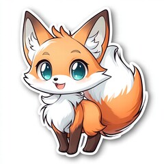 Obraz premium Cute Cartoon Fox Illustration with Large Eyes and Fluffy Tail
