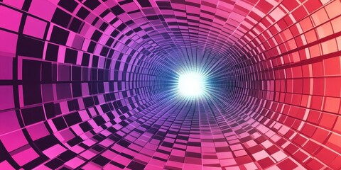 Fototapeta premium A vibrant tunnel constructed from colorful square tiles leads onward