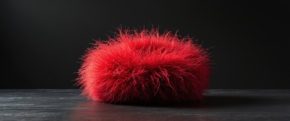 A red and fuzzy looking object with a black background.