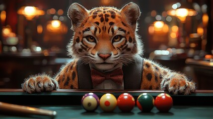 A Regal Jaguar at the Pool Table: A Study in Juxtaposition